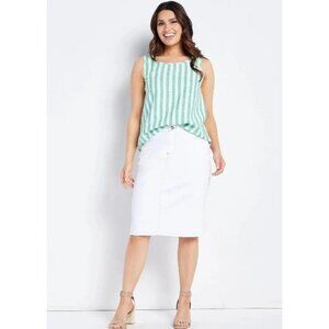 Joan Rivers Linen Stripe Tan Jade Stipe,Size 2X